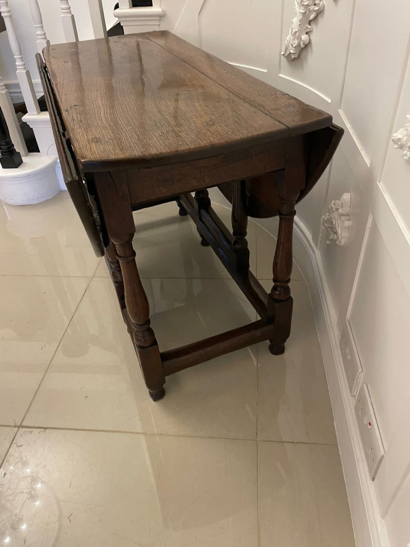 18th Century Antique Quality Oak Drop Leaf Dining Table - Image 3